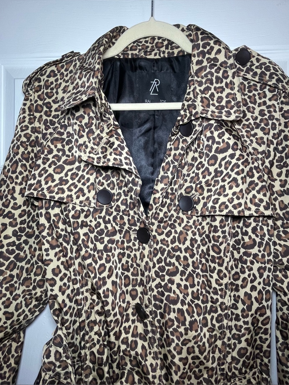 RACHEL ZOE Leopard Print Trench Coat 🐆 Rain Jacket Windbreaker